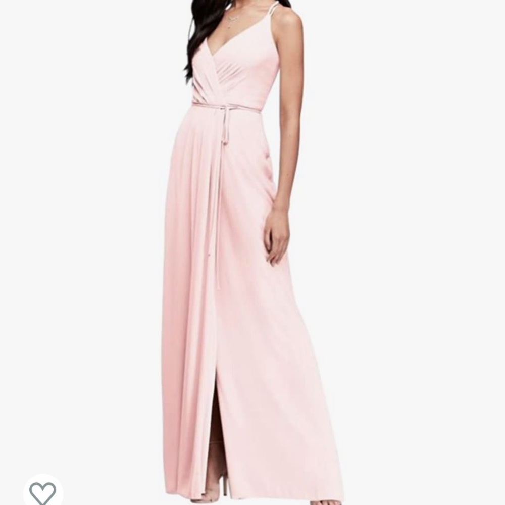 Double-Strap Long Georgette Bridesmaid Wrap Dress